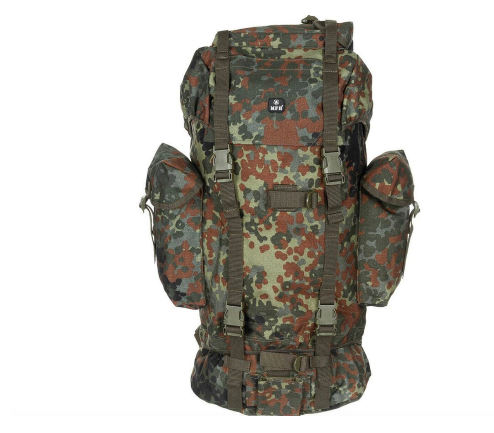 German Army 65L Combat Backpack Bundeswehr Flecktarn Replica Made from Original Materials
