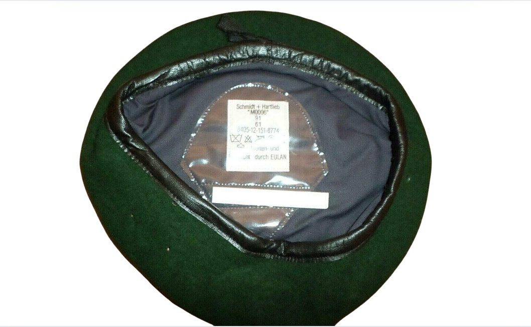 Original German Bundeswehr Army Soldier Beret 100% Wool Military Hat Cap Green