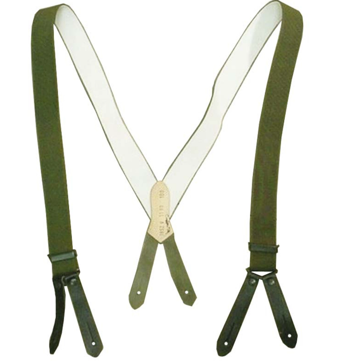 Original German Army BW Bundeswehr Suspenders OD Green Military Surplus Used