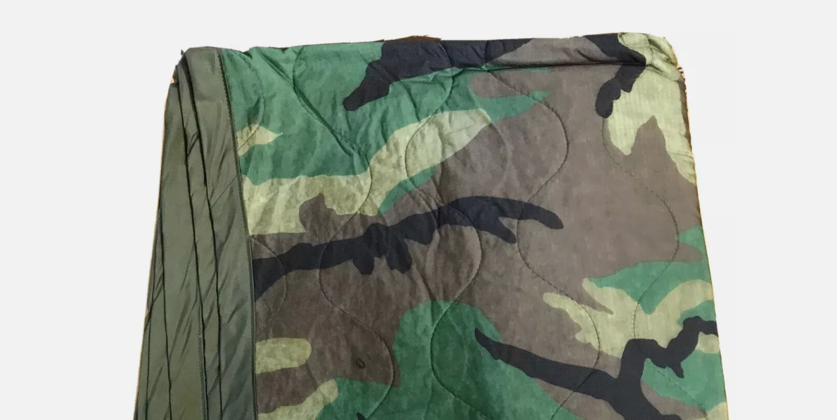 US Army GI Woodland Camo Poncho Liner - Vintage Military Surplus