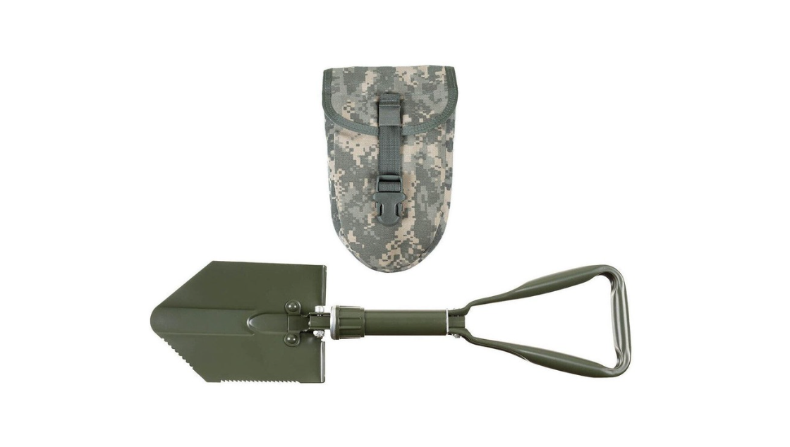Folding Spade 3-Part OD Green With original US Army pouch
