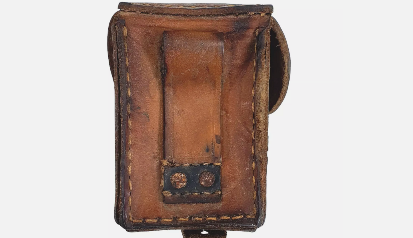 Vintage Military Surplus Leather Mauser Cartridge Pouch Used Durable Ammo Holder