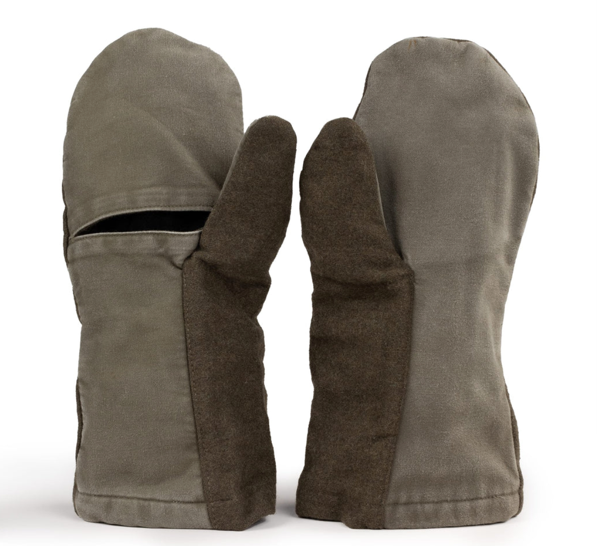 Original Austrian Army Military Winter Mittens Green Shooting Used One Size