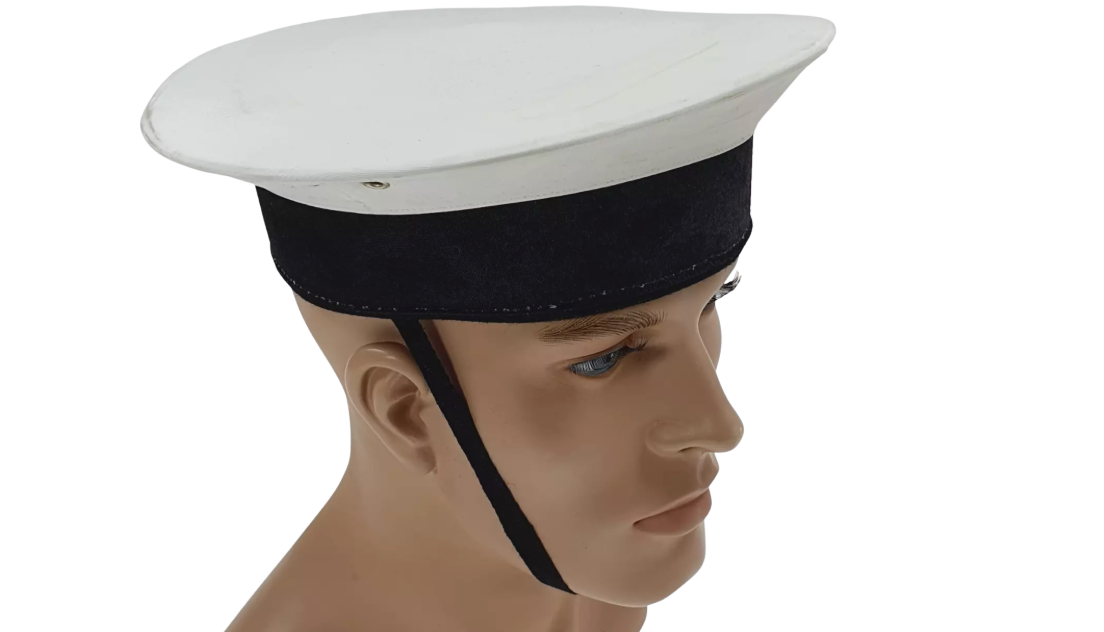 Original Italian Army Military Navy With Chin Strap Hat White New