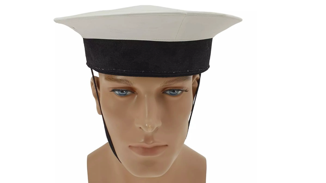 Original Italian Army Military Navy With Chin Strap Hat White New