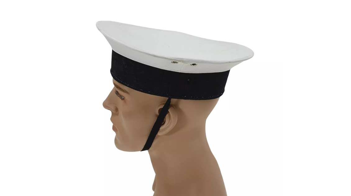 Original Italian Army Military Navy With Chin Strap Hat White New