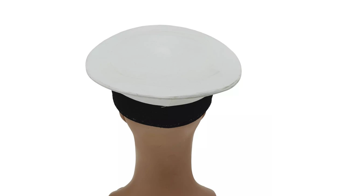 Original Italian Army Military Navy With Chin Strap Hat White New