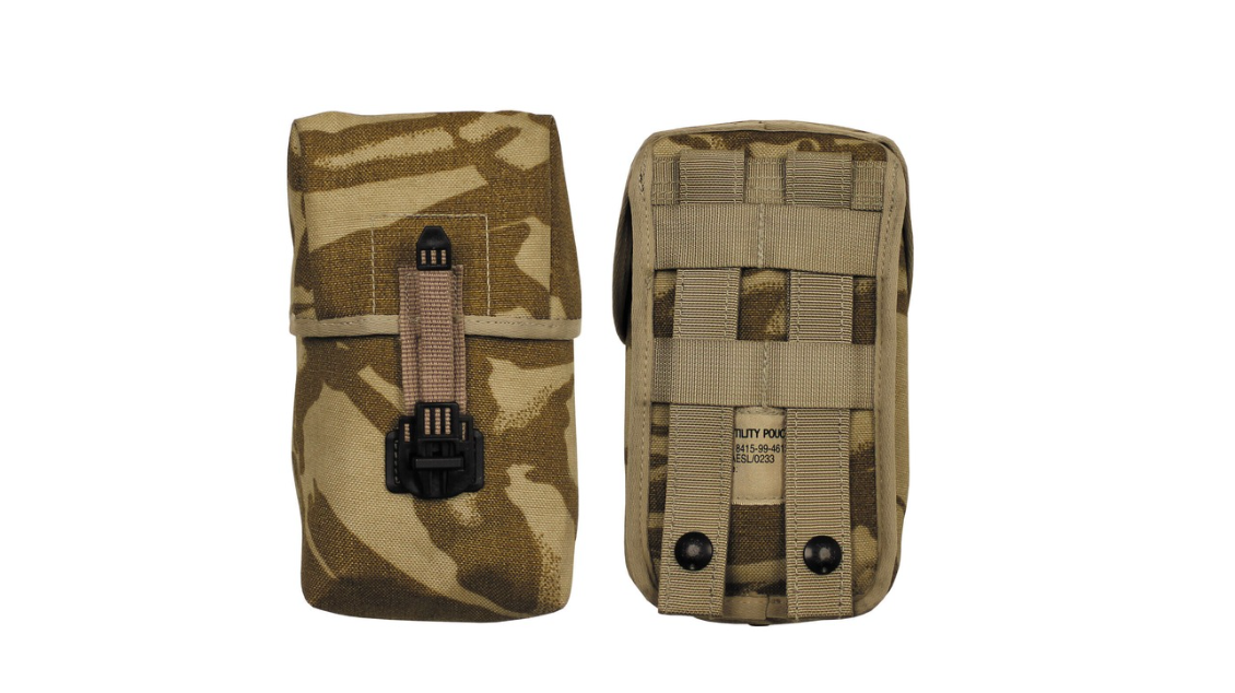 GB Original Military Army Pouch UTILITY Large MOLLE DPM Desert Used