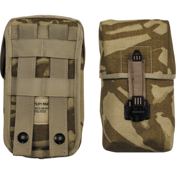 British Army Large Utility Pouch MOLLE Compatible – DPM Desert Camo, Military Surplus