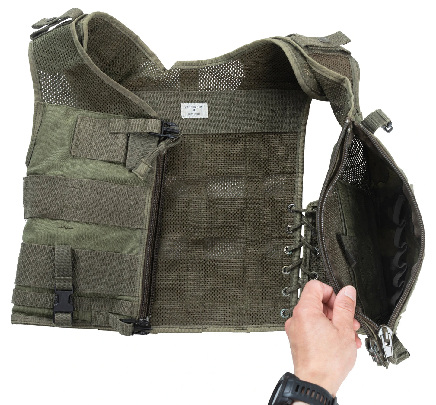 Original Austrian Army Military Tactical Vest OD Green Pre-owned One Size