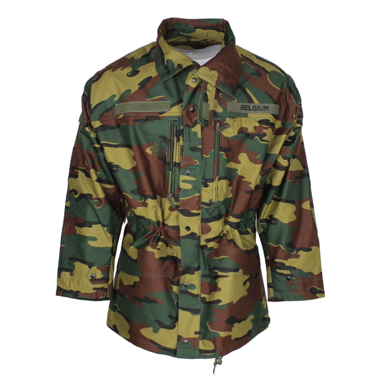 Belgian Army Combat Field Jacket – Original Military Parka AMO Camo, Used