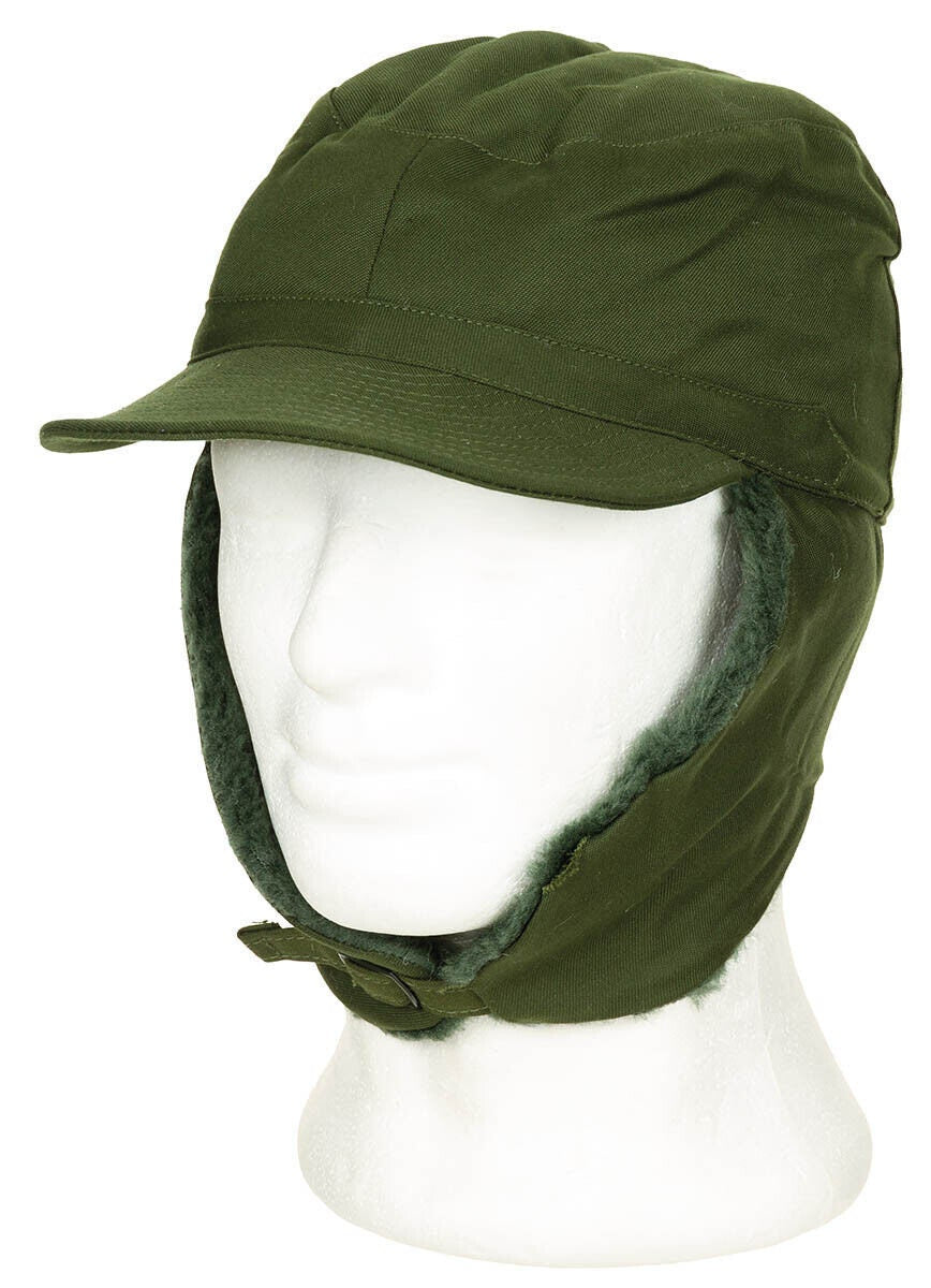 Swedish Army Winter Cap M59 – Original Military OD Green Cold Weather Hat
