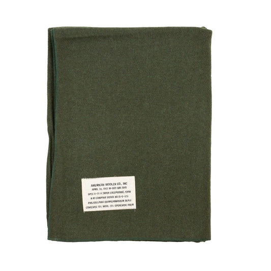 Us Army Wool Blanket Olive Drab Genuine Gi Thick Bed Cover Usa Made 62" X 82"