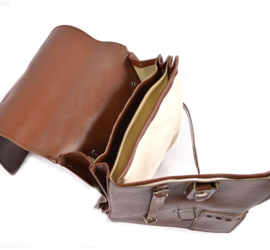 East German Brown Vinyl Map Case Military Surplus Document Holder Vintage