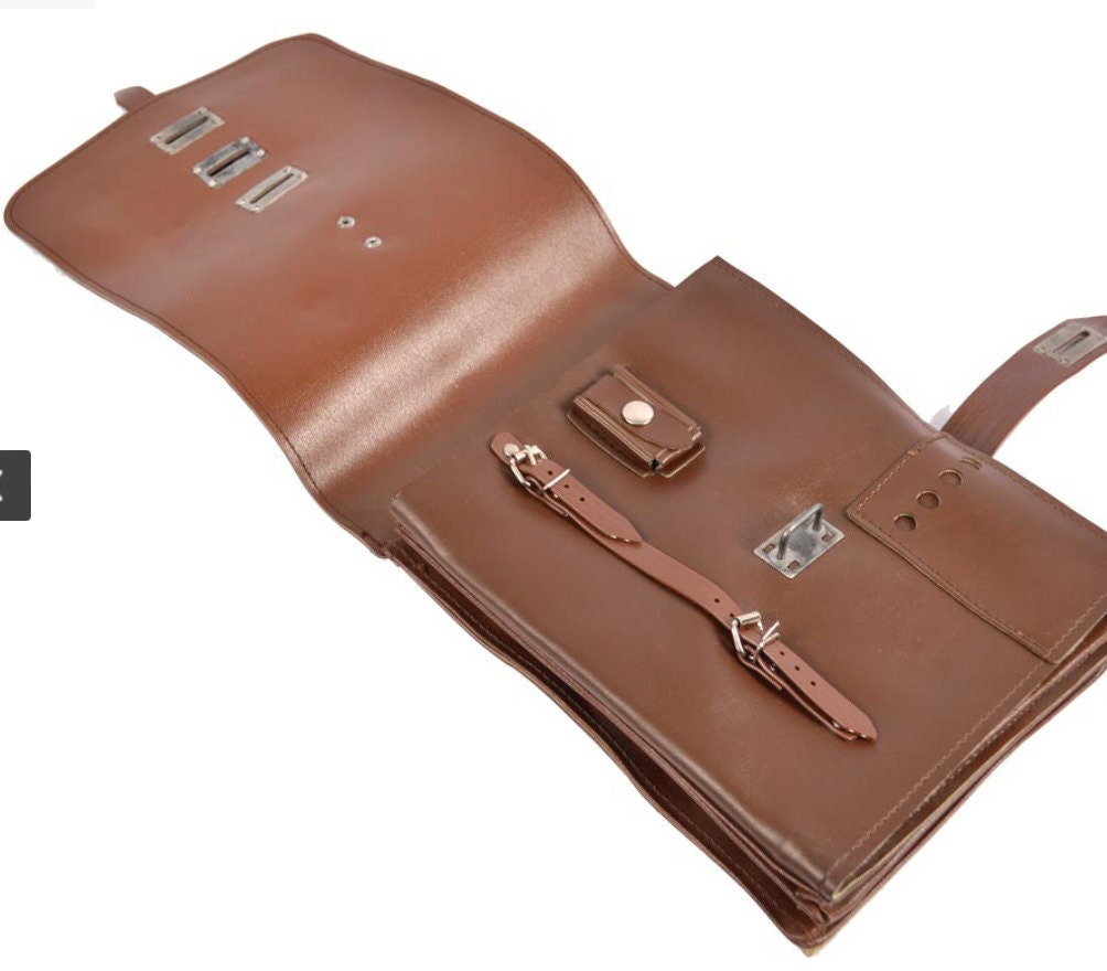 East German Brown Vinyl Map Case Military Surplus Document Holder Vintage