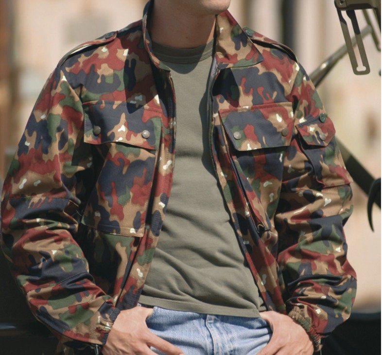 Original Swiss Army Jacket M83 Combat Genuine Alpenflage Camo Military Jacket