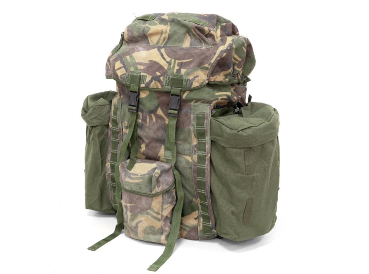 Original British Army Backpack Plce Short Side Pockets Camo DPM – Used
