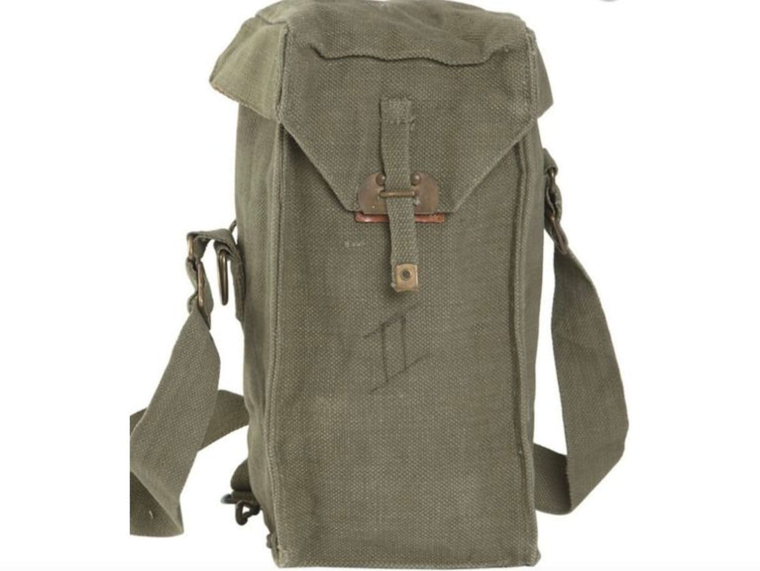 Belgian OD Olive Drab Shoulder Bag Vintage Military Surplus Canvas Durable Used