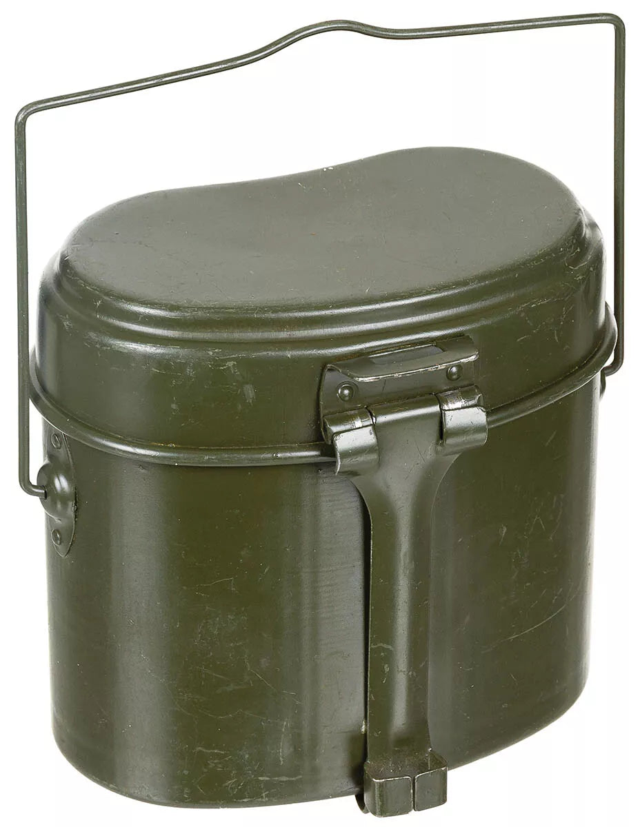Original Romanian Army Military Mess Kit OD Green 2 Parts Used