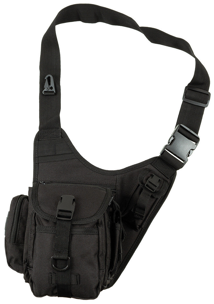 Black Shoulder Bag Adjustable Strap Detachable | Click Closure Metal Carab