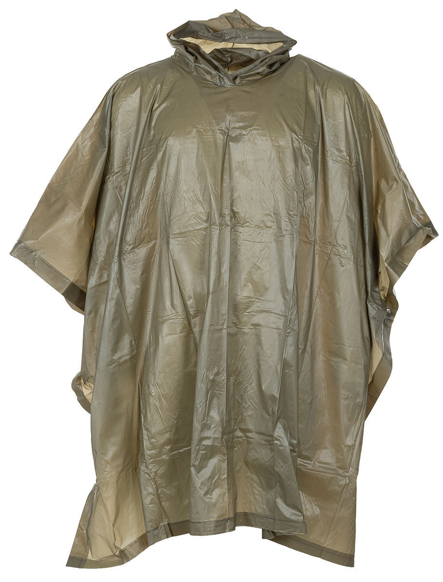 MFH Poncho Vinyl Shelter Rain Cover Military Army Hooded Waterproof Case Green
