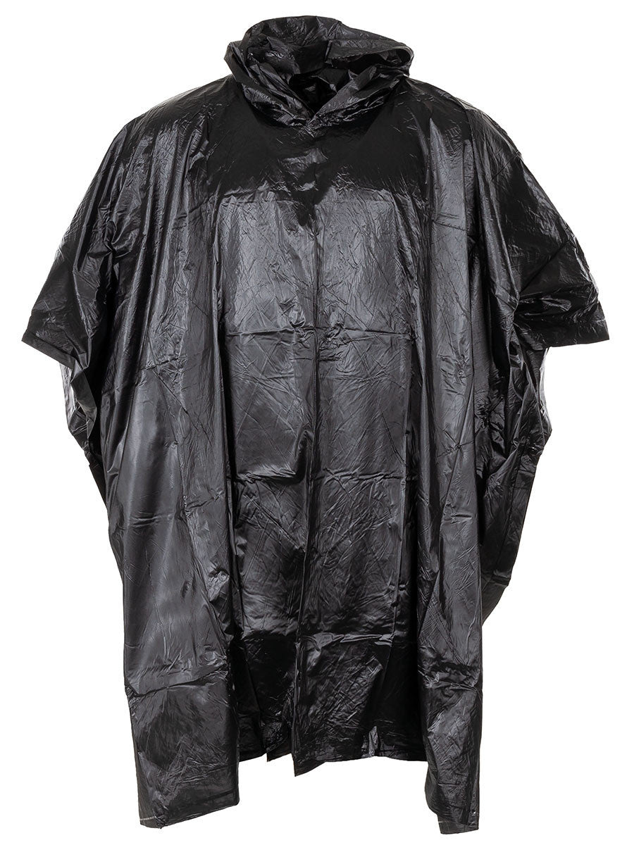 MFH Poncho Vinyl Shelter Rain Cover Military Army Hooded Waterproof Case Black