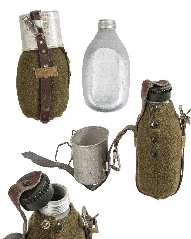 Romanian Army Canteen with Cup & Cover Vintage Military Surplus Durable Used