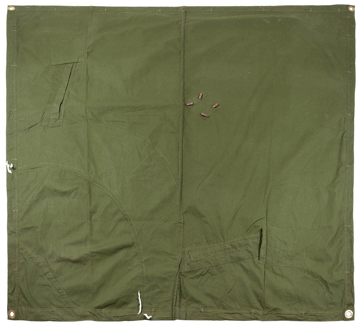 Original Romanian Army Military Tent Tarpaulin OD Green 180x180cm Used