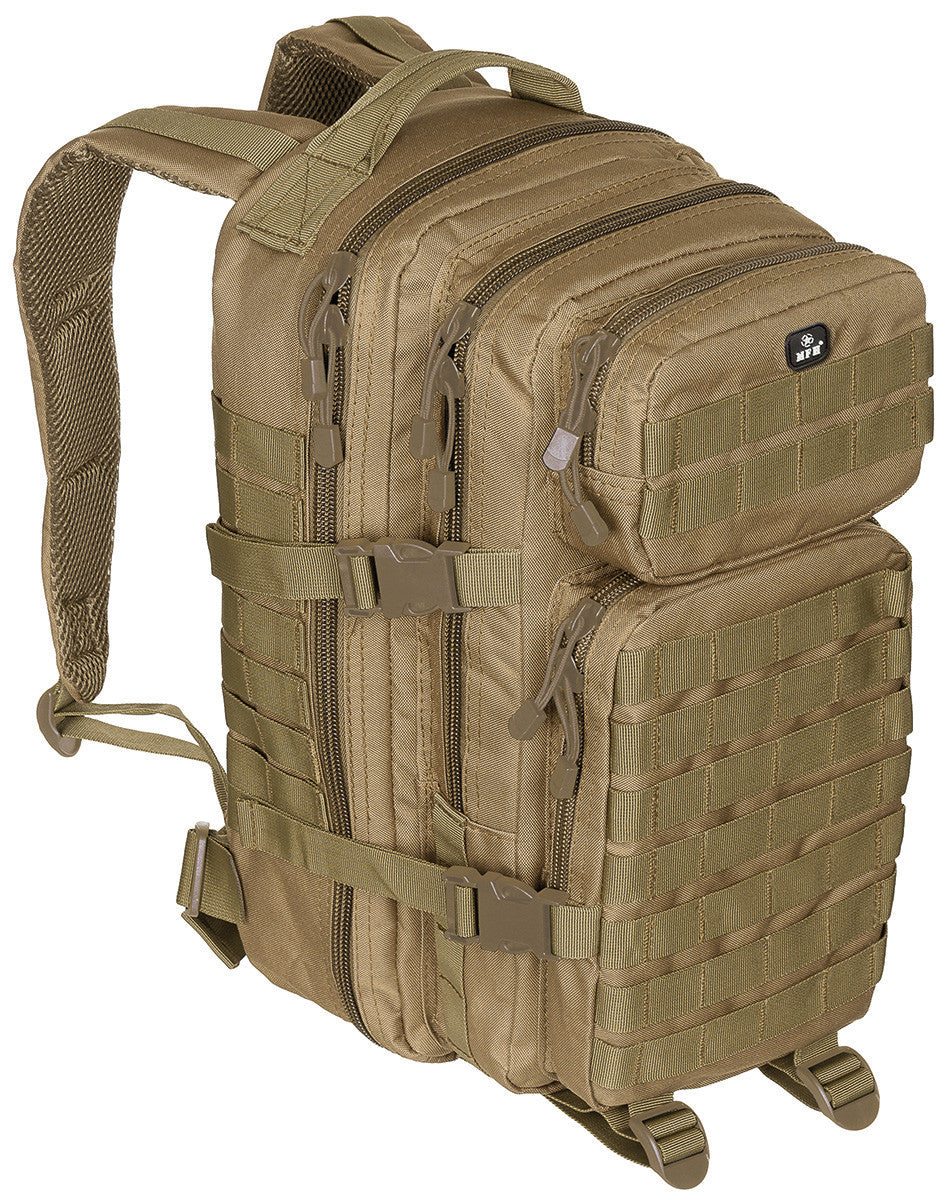US 30L Backpack Assault I Tactical MOLLE Coyote Tan Airsoft MFH Brand