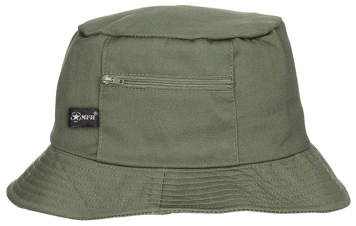 MFH Fisherman Headwear Hat Bucket Hiking Outdoor Jungle Fishing OD Green