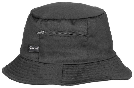 MFH Fisherman Headwear Hat Bucket Hiking Outdoor Jungle Fishing Black