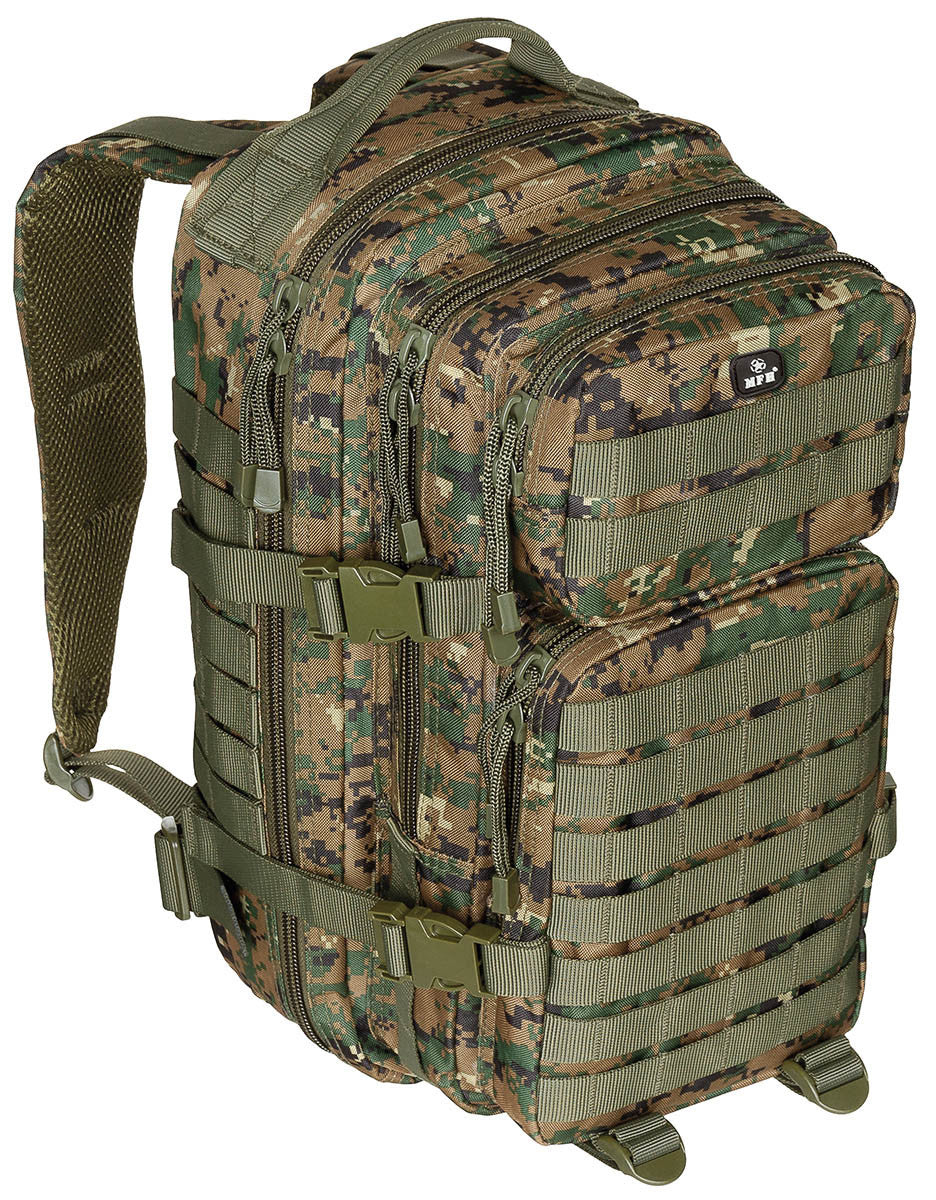 US 30L Backpack Assault I Tactical MOLLE Digital Woodland Airsoft MFH Brand