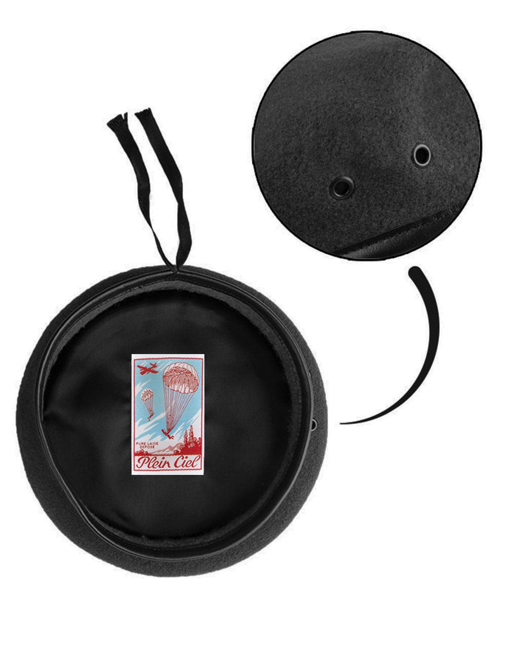 German Army Bundeswehr Military  Plein Ciel Commando Beret 100% Wool Black